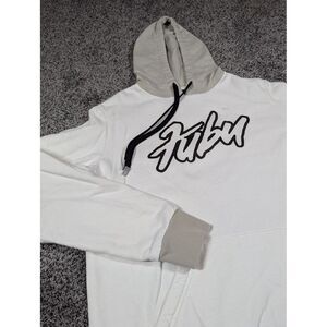 FUBU Hoodie Mens Small White Black Spellout‎ Logo Skater Y2K